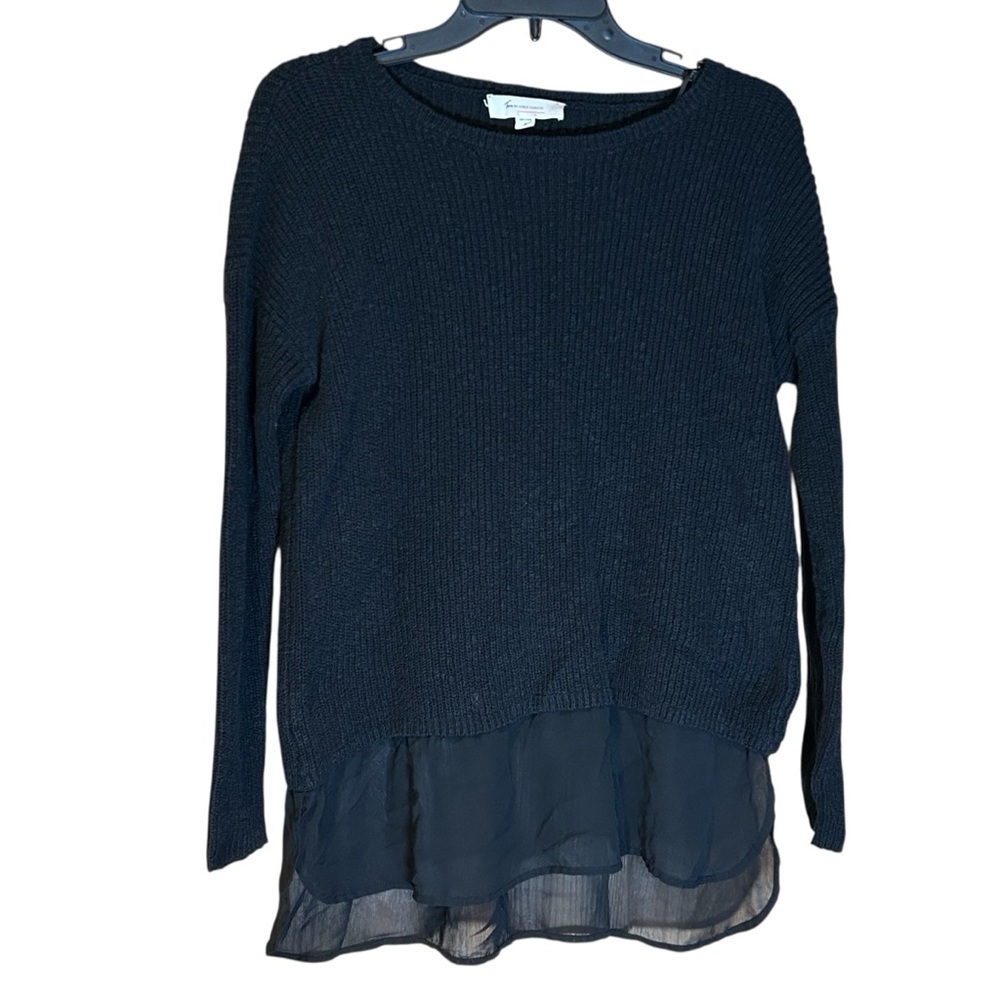 Two By Vince Camuto‎ Women’s Black Sweater Chiffon Hem Layered Small Whimsigoth
